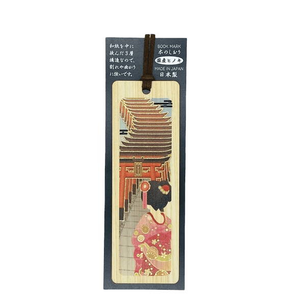 jp wooden bookmark maiko and temple