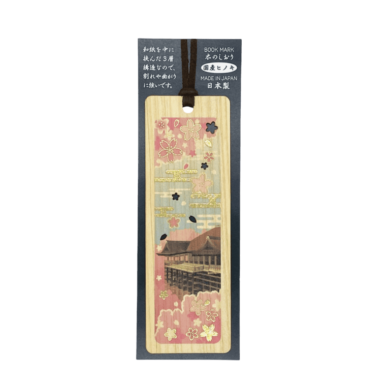 jp wooden bookmark kyoto landmark (cherry blossoms)