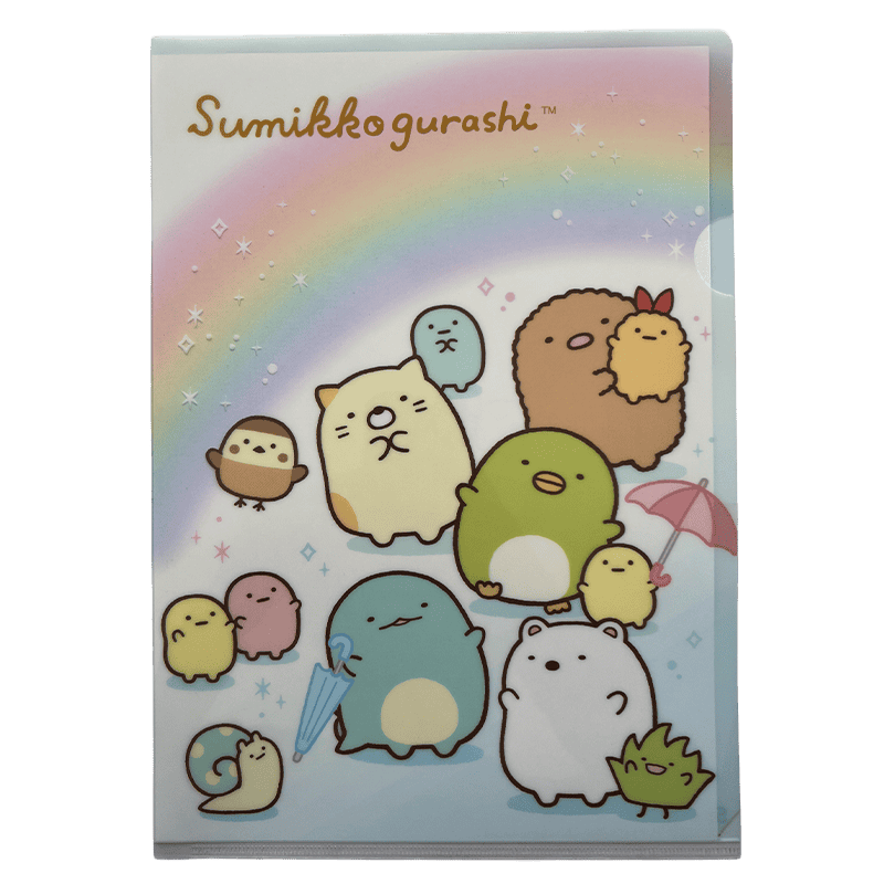 sumikkogurashi a4 plastic folder rainbow 1