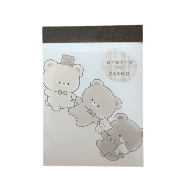 crux gyutto issho bear hand hold mini memo pad front