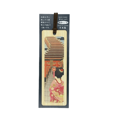 jp wooden bookmark maiko and temple