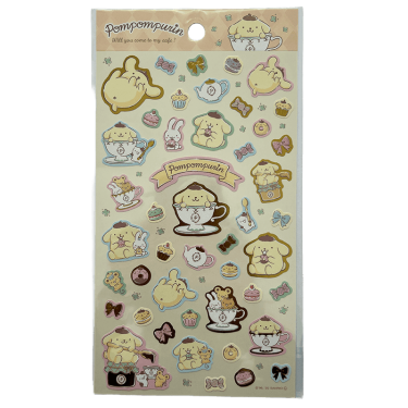 pompompurin foil stamped sticker tea time