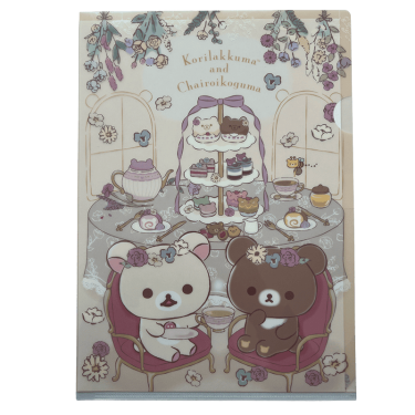 rilakkuma a4 plastic folder high tea (peach) 1